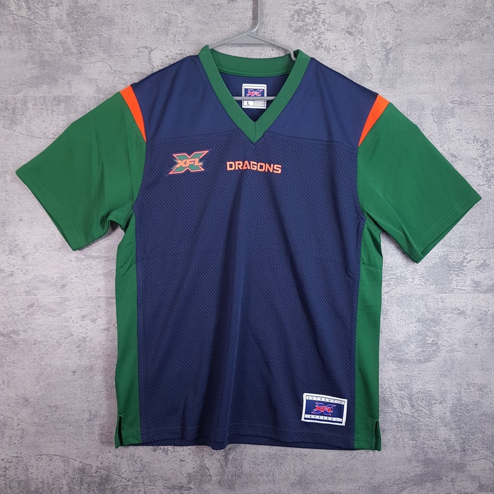 XFL Seattle Sea Dragons GIII Authentic Apparel Football Jersey Mens LARGE Navy